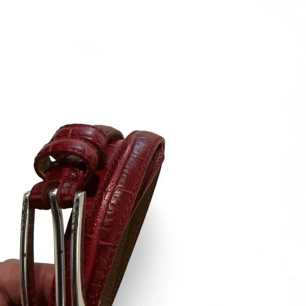 Brighton Skinny Belt Womens 36 Red Good Croc Embossed Leather Western B3115L